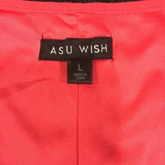 As U Wish Dress Womens Coral Mini Halter Neck Shift Stretch Sheer Lace-Size L - Picture 9 of 11